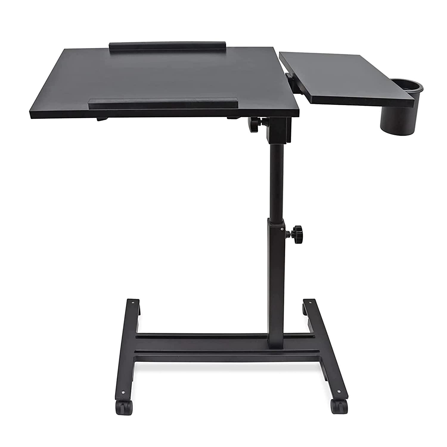 Projector & Laptop Stand with Mouse , Glass Holder with wheels , Adjustable height - GADGET WAGON Laptop Risers & Stands