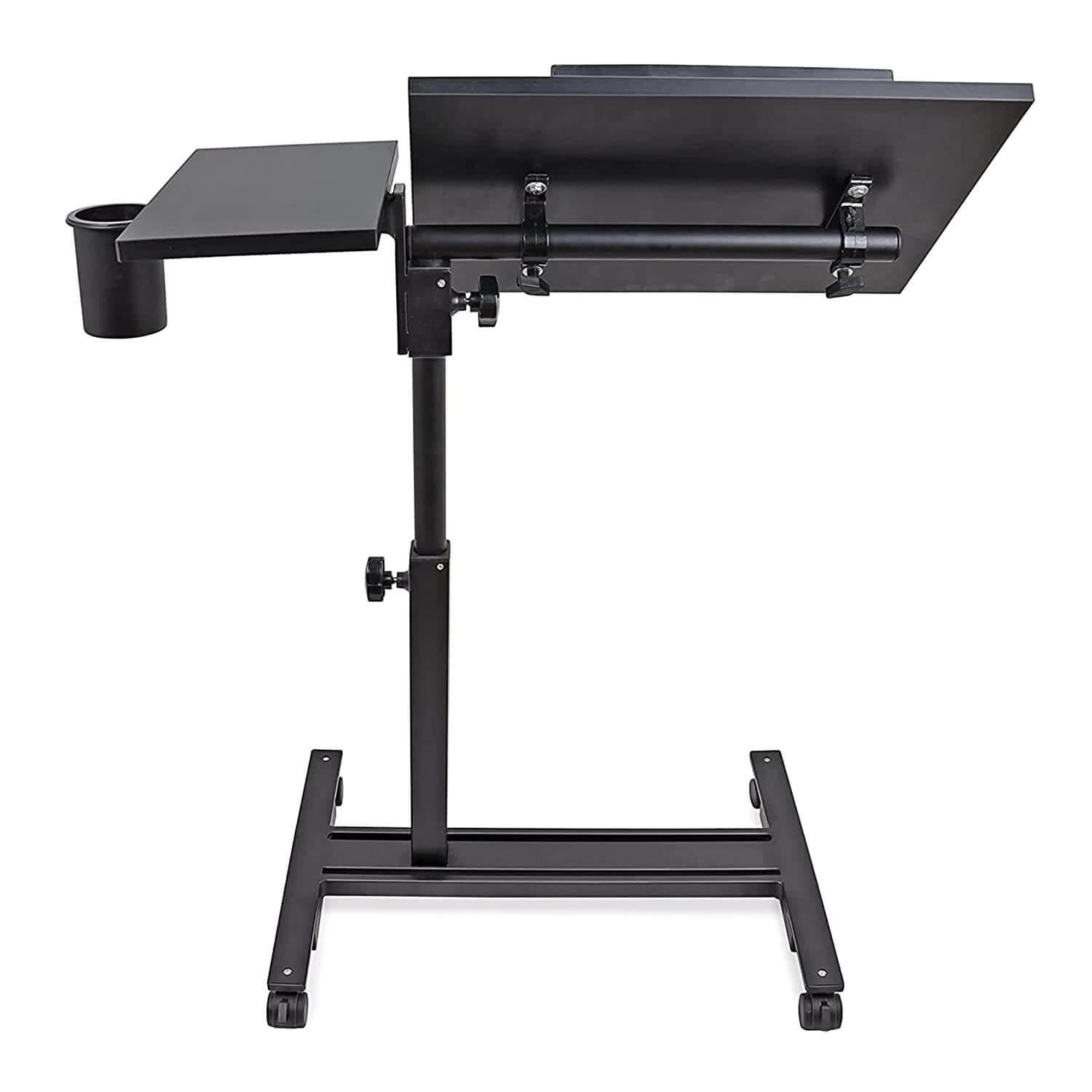 Projector & Laptop Stand with Mouse , Glass Holder with wheels , Adjustable height - GADGET WAGON Laptop Risers & Stands