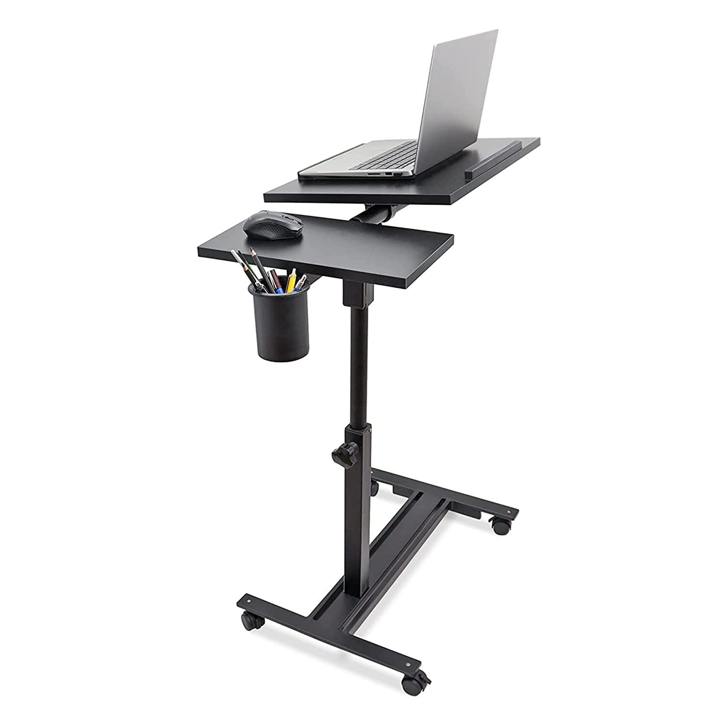 Projector & Laptop Stand with Mouse , Glass Holder with wheels , Adjustable height - GADGET WAGON Laptop Risers & Stands