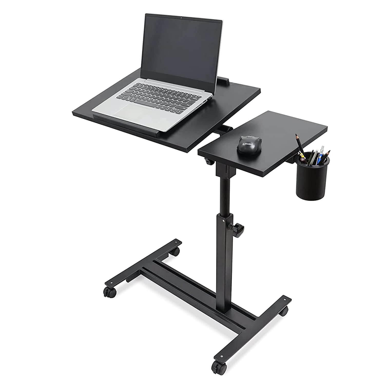 Projector & Laptop Stand with Mouse , Glass Holder with wheels , Adjustable height - GADGET WAGON Laptop Risers & Stands