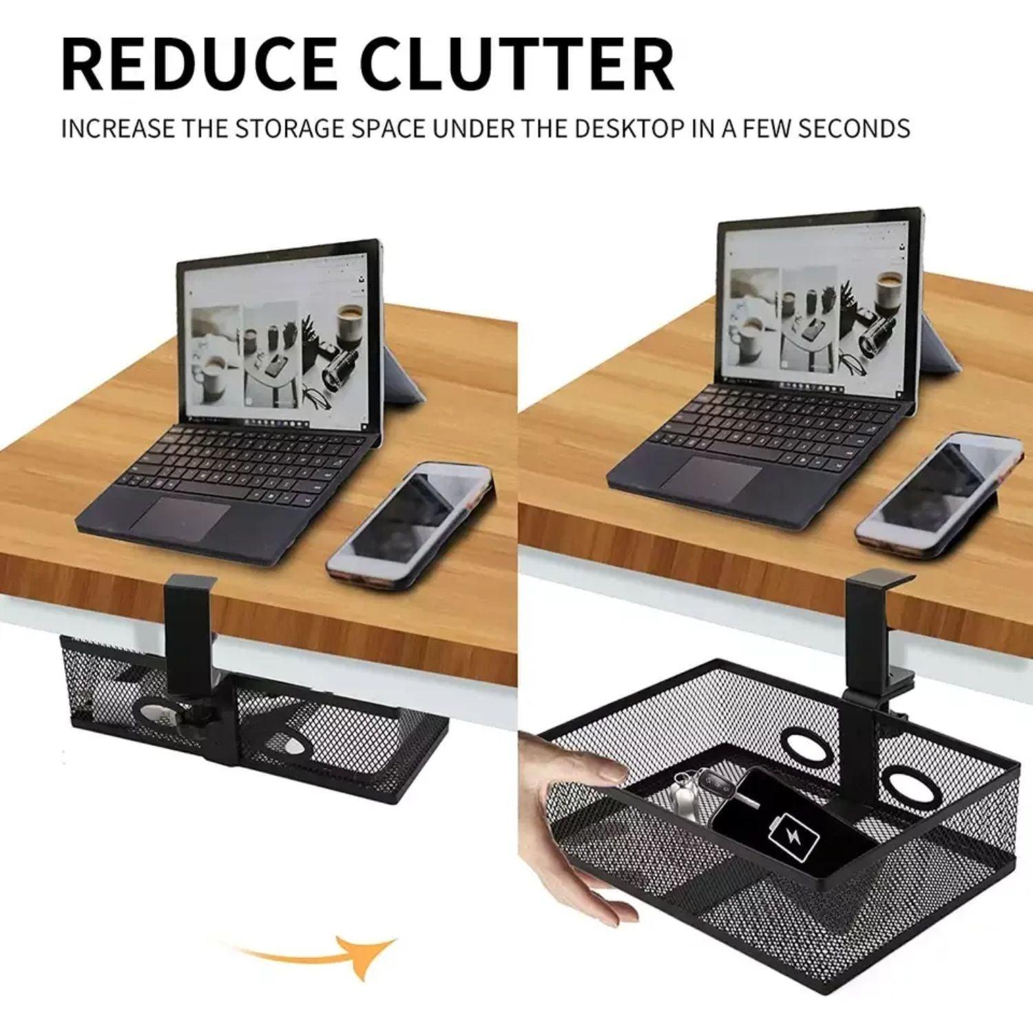 Swivel Cable Management Tray Organizer Under Desk for Office and Home No Drill - GADGET WAGON Desk Arm