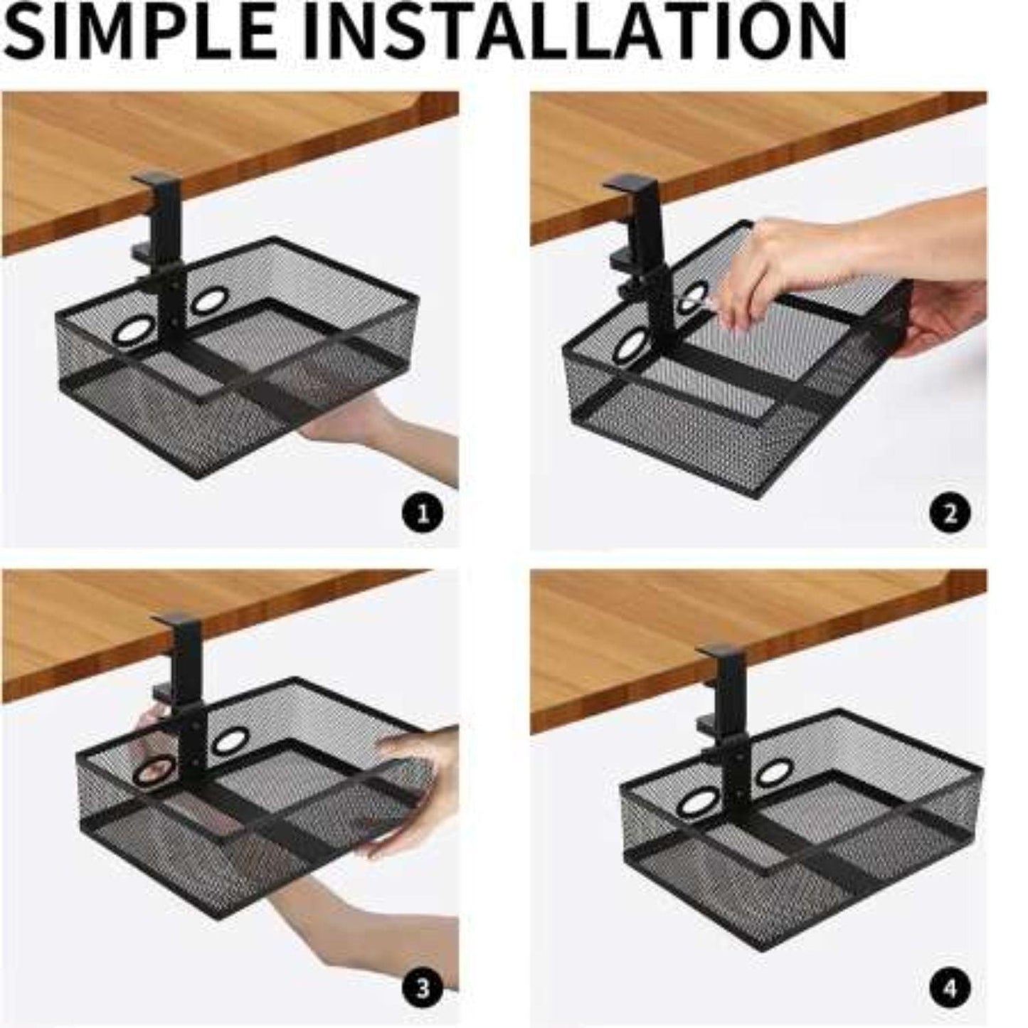 Swivel Cable Management Tray Organizer Under Desk for Office and Home No Drill - GADGET WAGON Desk Arm