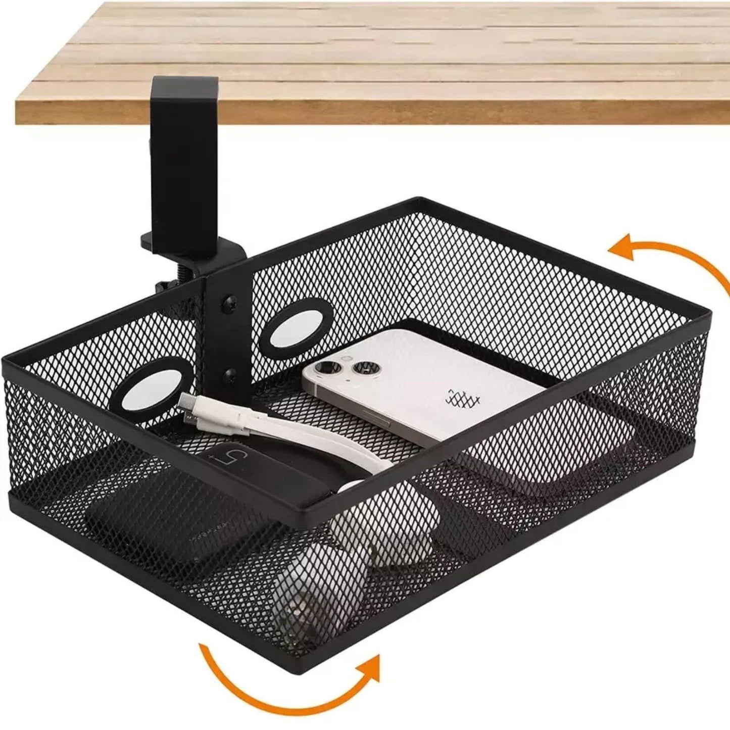 Swivel Cable Management Tray Organizer Under Desk for Office and Home No Drill - GADGET WAGON Desk Arm