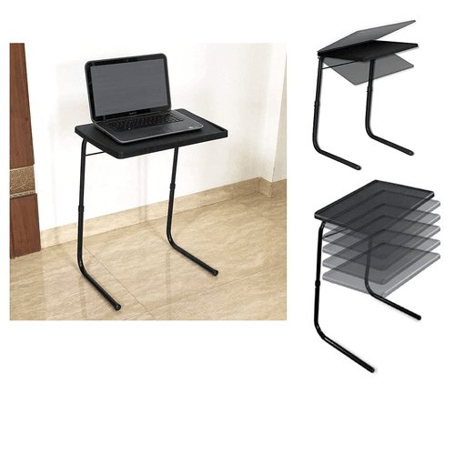 Table Black Strong and Sturdy for Studies, Laptop, Patient Dining, Foldable, Multi Purpose - GADGET WAGON Utility Tables