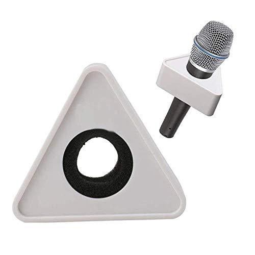 Triangle Mic Flag for Branding - universal, suits all mics, for media, youtubers, television (Black) (MIC NOT INCLUDED) (White) - GADGET WAGON