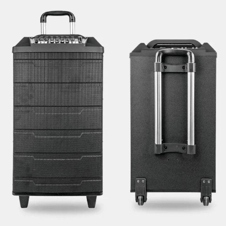 TWS 12 inch Trolley Bluetooth Speaker with 2 wireless Mics 120 W , AC / DC Rechargeable - GADGET WAGON Trolley Speakers