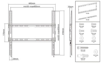 Universal Fixed TV Wall Mount for 32 to 65 Inch LED TVs | VESA 400 x 400 | Heavy Duty | Black - GADGET WAGON TV Wall & Ceiling Mounts