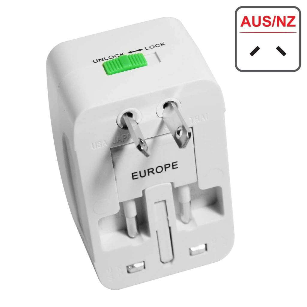 Universal Travel Adaptor with Build in USB Charger Port with 250V, Surge/Spike Protected Electrical Plug White - GADGET WAGON Travel Converters & Adapters