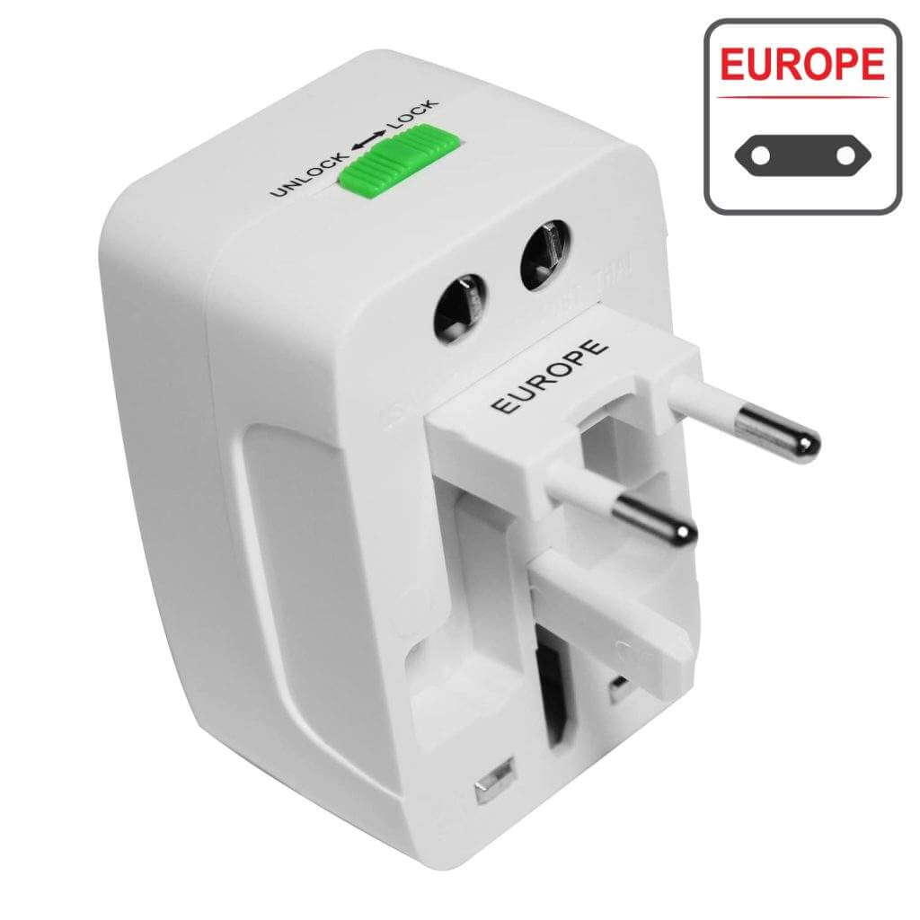 Universal Travel Adaptor with Build in USB Charger Port with 250V, Surge/Spike Protected Electrical Plug White - GADGET WAGON Travel Converters & Adapters