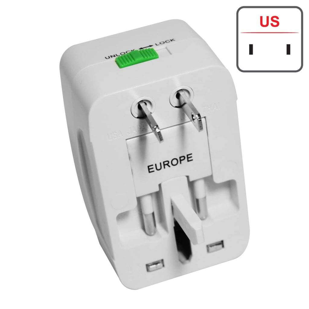 Universal Travel Adaptor with Build in USB Charger Port with 250V, Surge/Spike Protected Electrical Plug White - GADGET WAGON Travel Converters & Adapters