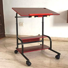Wooden Table Folding Portable with 2 Shelves, Wheels for Study, Office, Home, Dinner - GADGET WAGON Furniture